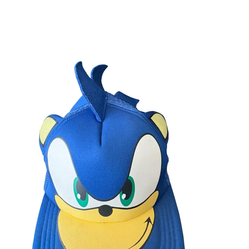 Sonic the Hedgehog 3D Snapback Hat Blue Mesh Trucker Cap Adjustable Kids Cosplay